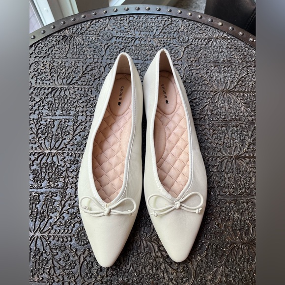 BIRDIES THE GOLDFINCH BOW LEATHER ECRU FLATS 9.5 - Picture 8 of 12